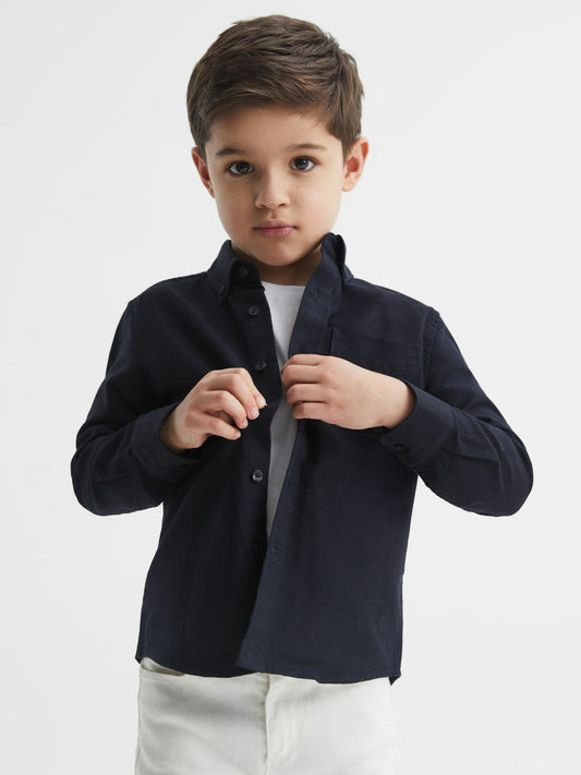 Reiss Best Seller - Junior Button Down Oxford Shirt in Navy