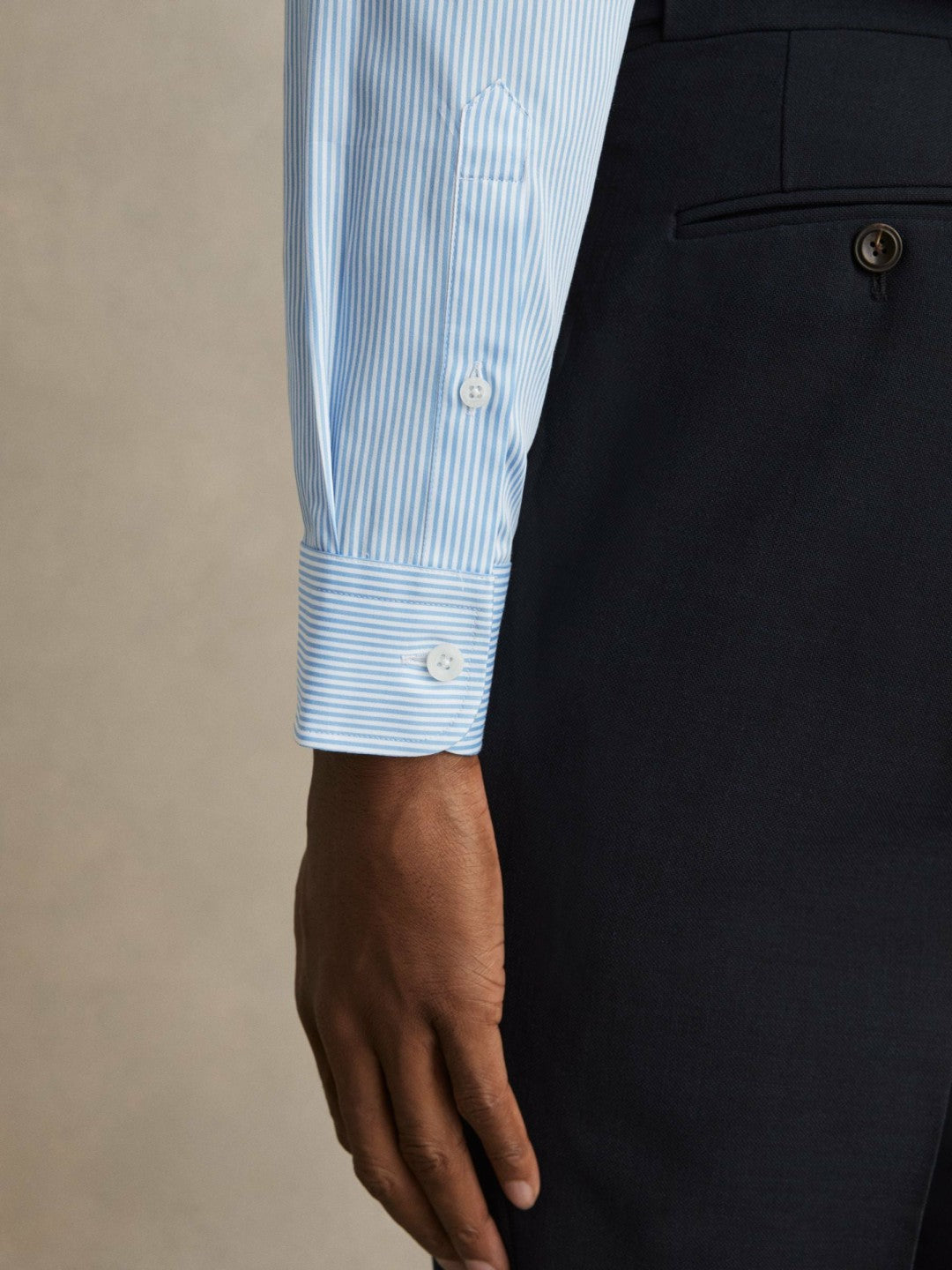 Reiss Featured - Slim Fit Cotton-Satin Cutaway-Collar Shirt in Blue Stripe