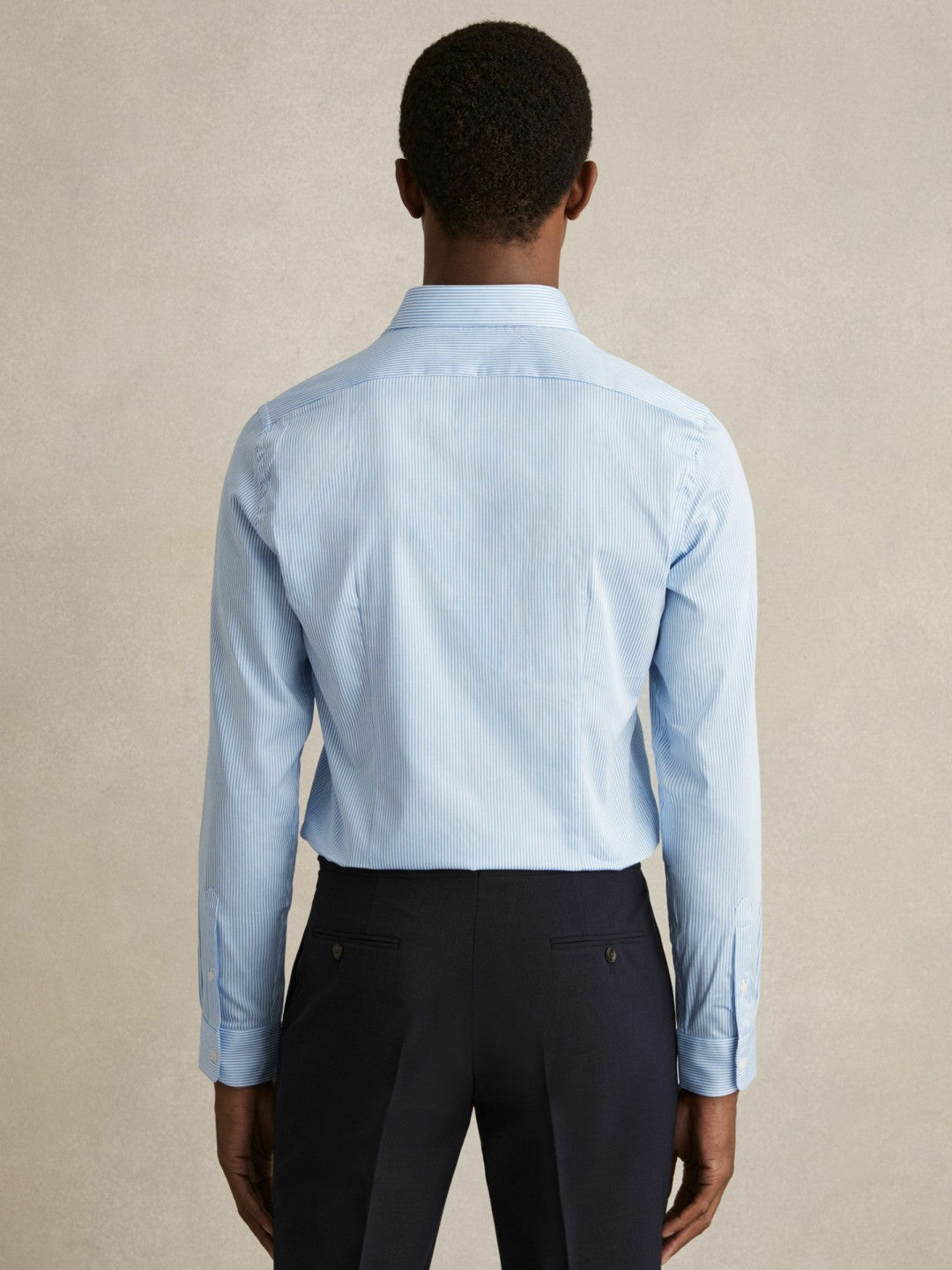 Reiss Featured - Slim Fit Cotton-Satin Cutaway-Collar Shirt in Blue Stripe