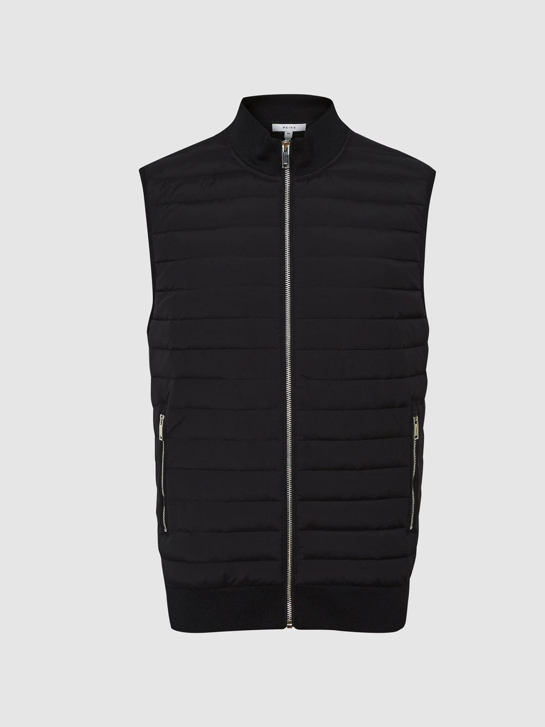 Reiss Popular Choice - Hybrid Quilted Gilet in Black