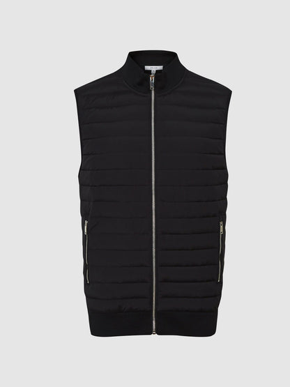 Reiss Popular Choice - Hybrid Quilted Gilet in Black