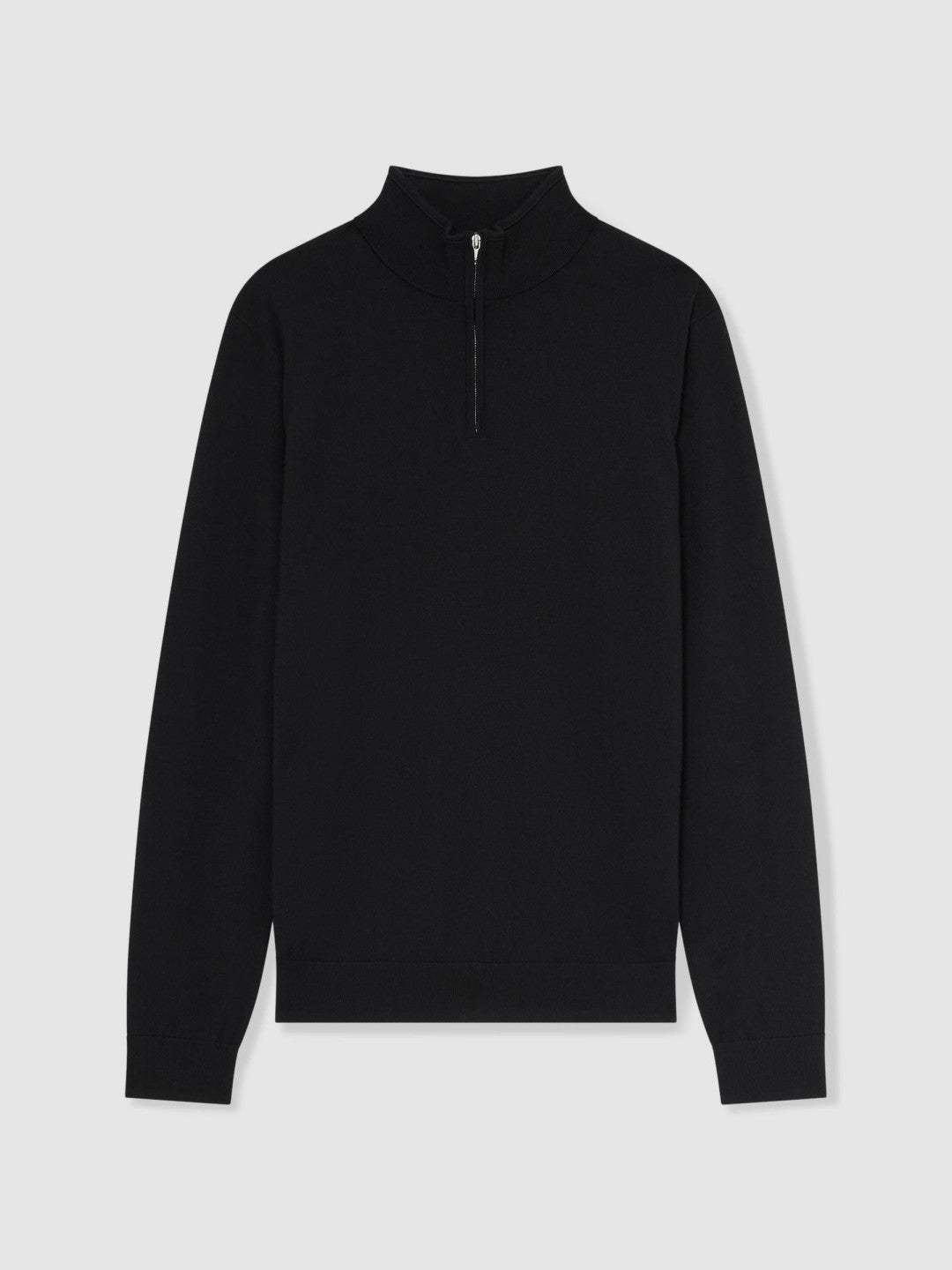 Reiss Popular Choice - Merino Wool Half-Zip Jumper in Black