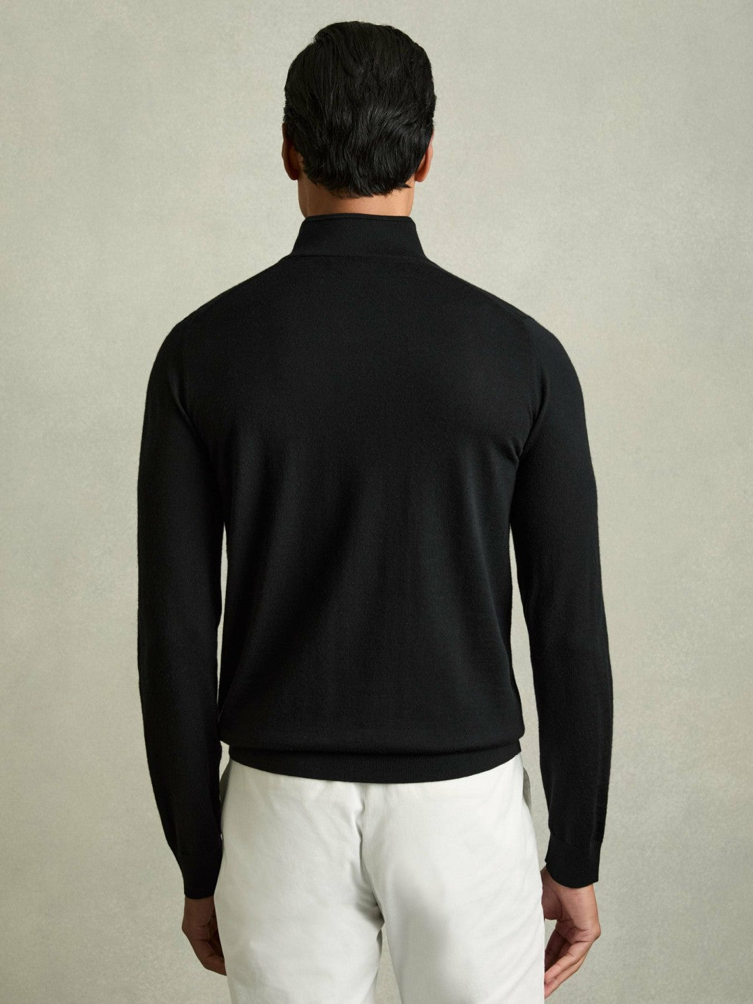 Reiss Popular Choice - Merino Wool Half-Zip Jumper in Black