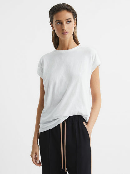 Reiss Affordable - Cotton-Jersey Crew Neck T-Shirt in White