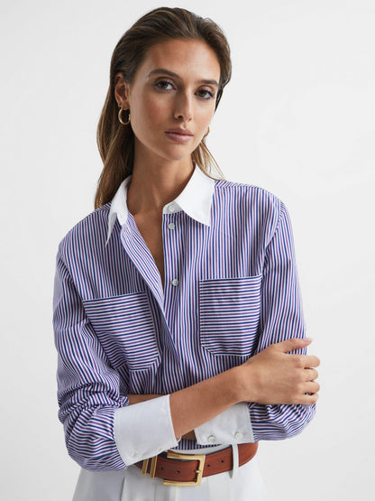 Reiss Deal - Leather Square Buckle Belt in Tan