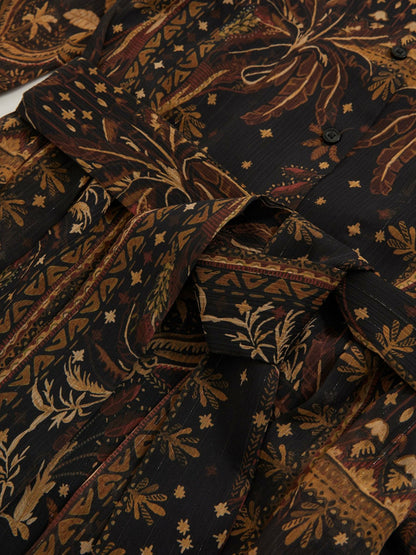 Reiss Affordable - Botanical-Print Chiffon Mini Dress in Navy