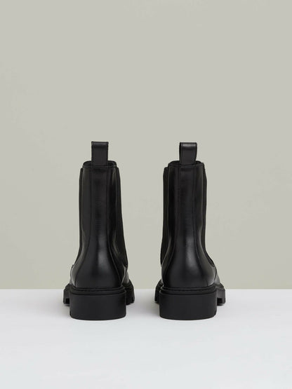 Reiss Affordable - Leather Cleated Sole Chelsea Boots in Black