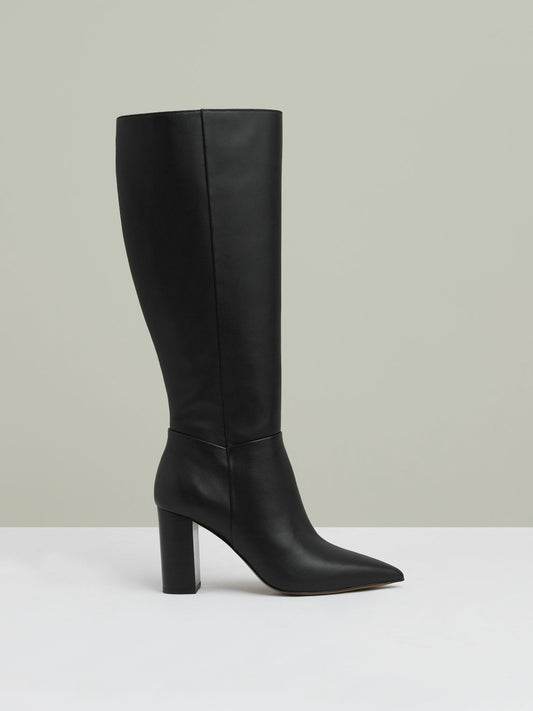 Reiss Savings - Block Heel Knee High Boots in Black