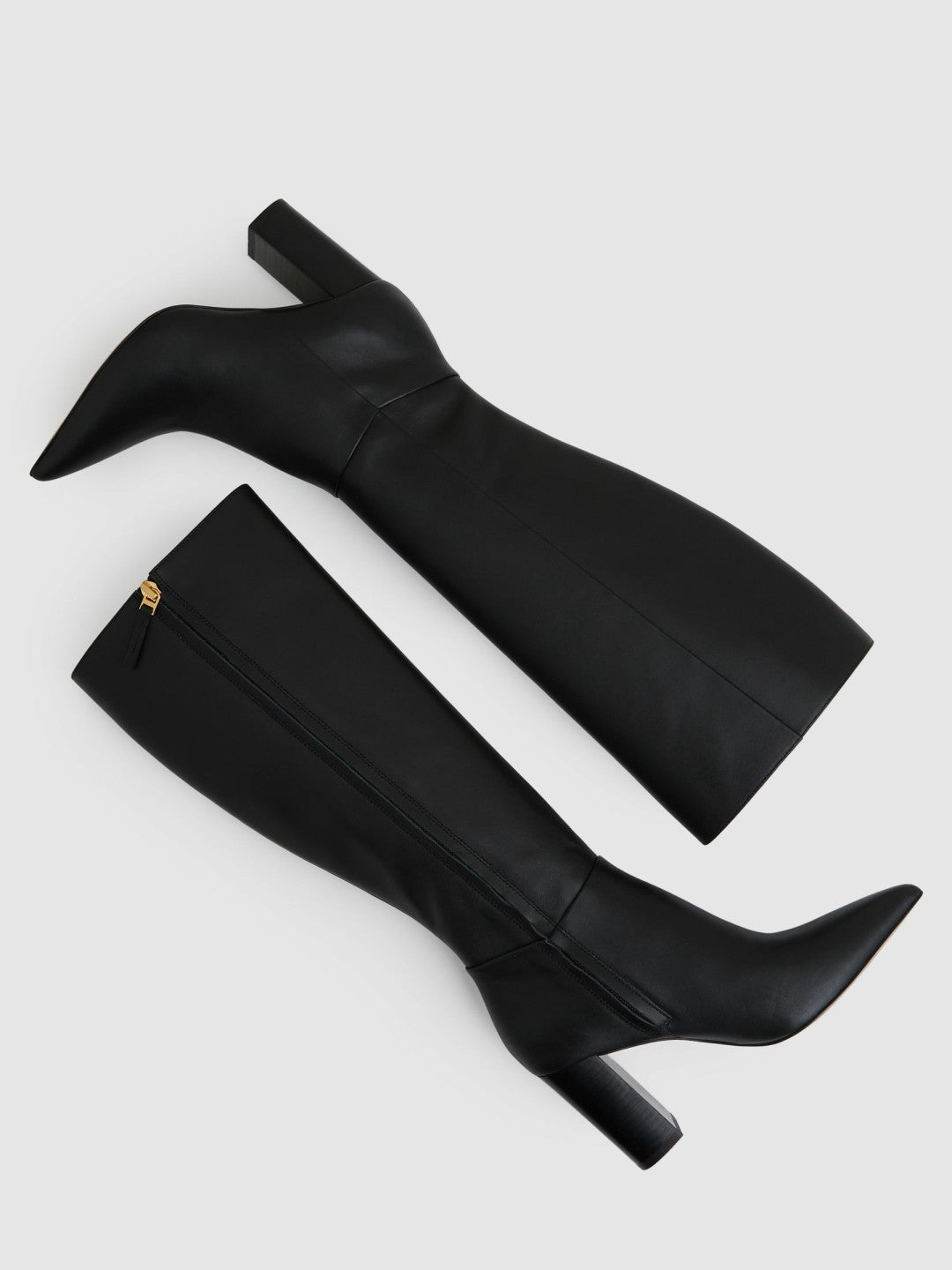 Reiss Savings - Block Heel Knee High Boots in Black