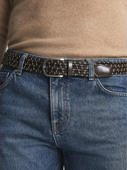 Reiss Featured - Woven Belt in Dark Brown