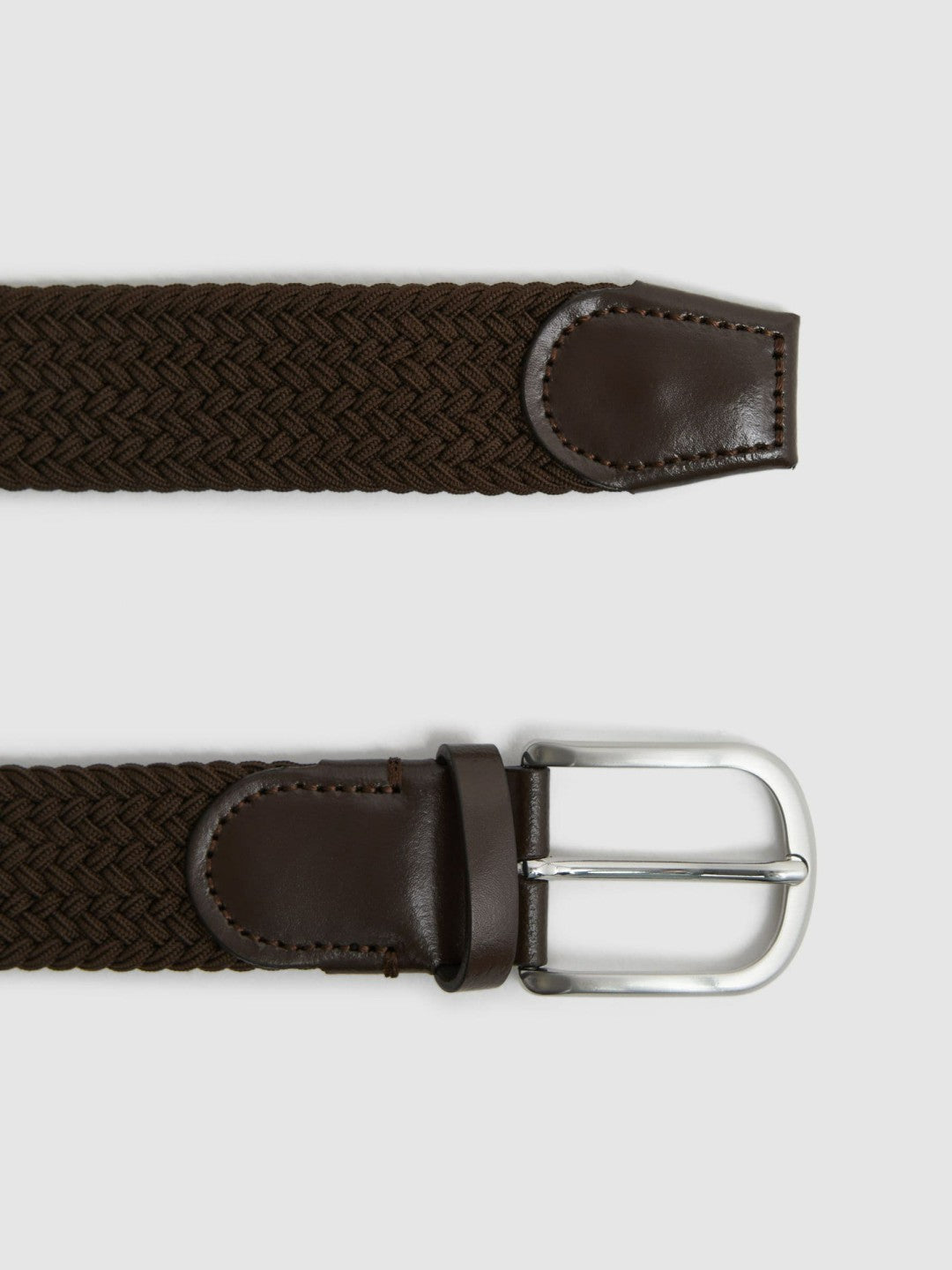 Reiss Featured - Woven Belt in Dark Brown