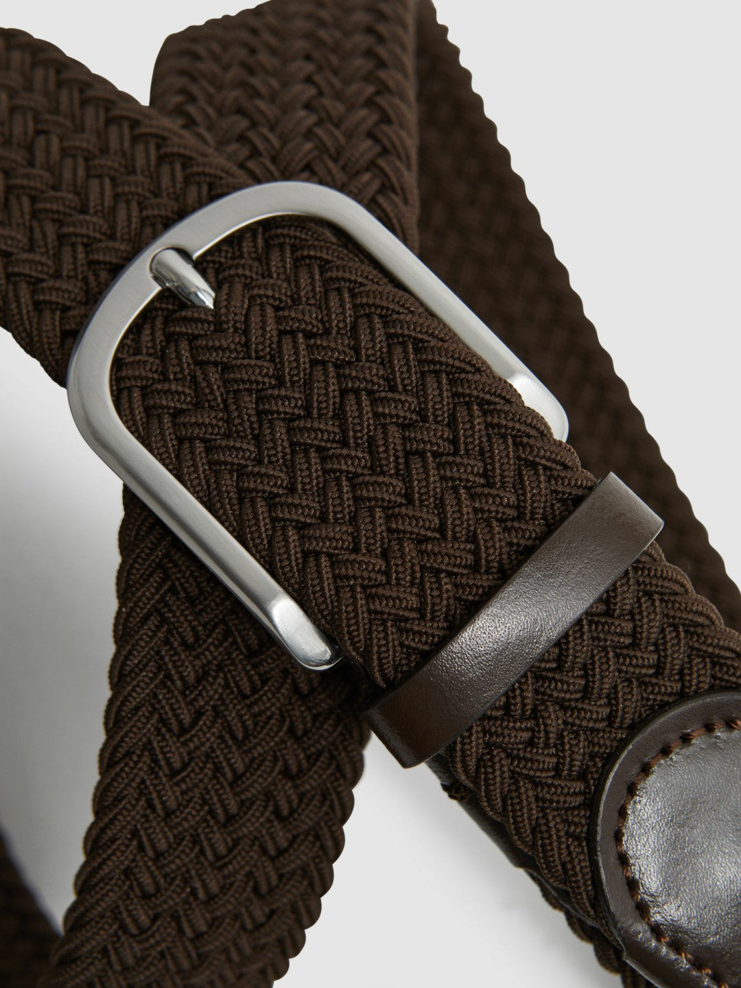 Reiss Featured - Woven Belt in Dark Brown