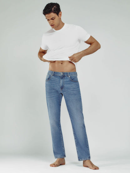 Reiss Affordable - Straight-Leg Jeans in Mid Blue Wash