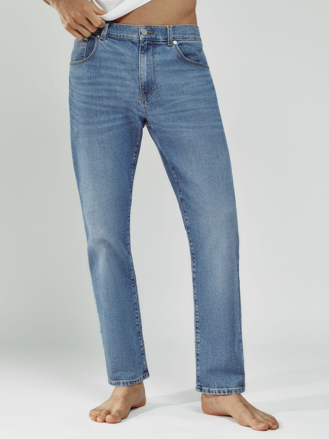 Reiss Affordable - Straight-Leg Jeans in Mid Blue Wash
