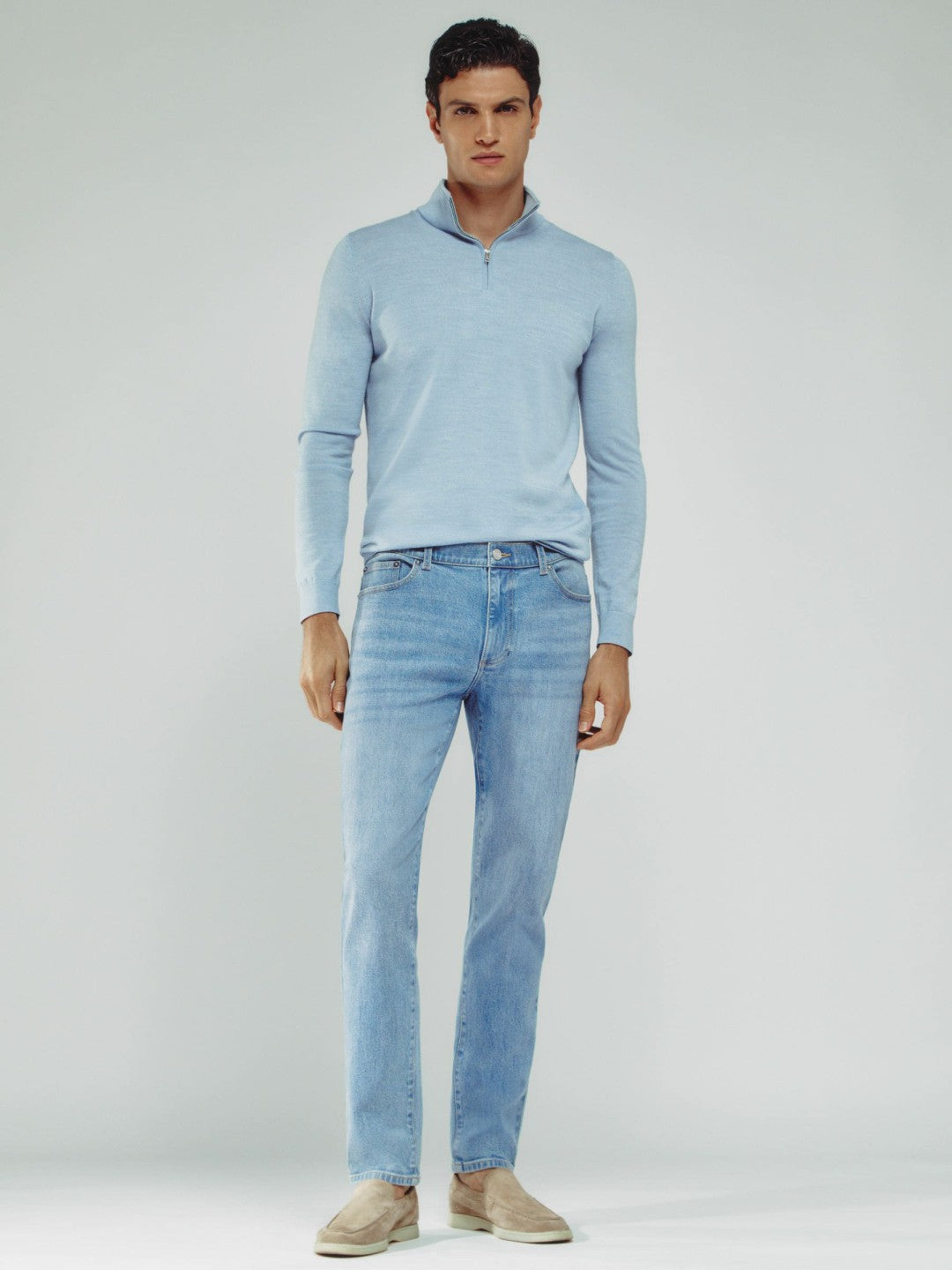Reiss Featured - Cotton-Stretch Slim-Fit Jeans in Light Blue Wash