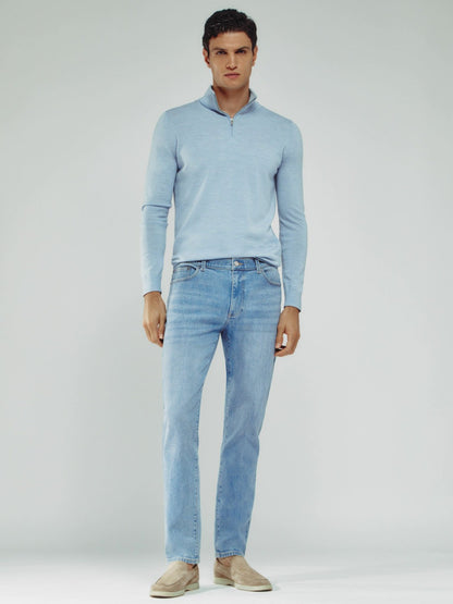 Reiss Featured - Cotton-Stretch Slim-Fit Jeans in Light Blue Wash