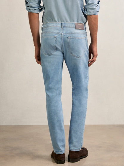 Reiss Featured - Cotton-Stretch Slim-Fit Jeans in Light Blue Wash