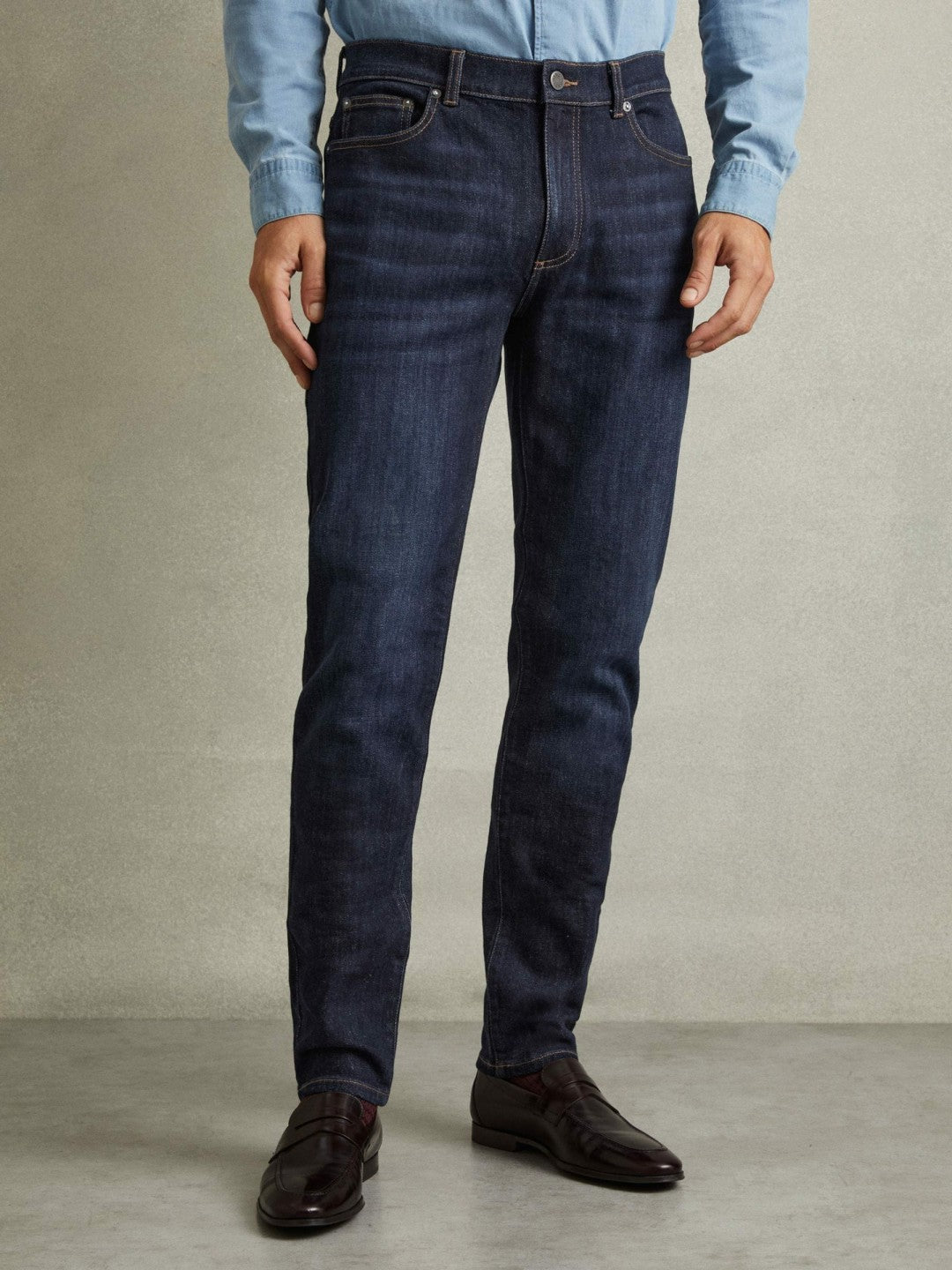 Reiss Best Seller - Cotton-Stretch Slim-Fit Jeans in Indigo Blue Wash