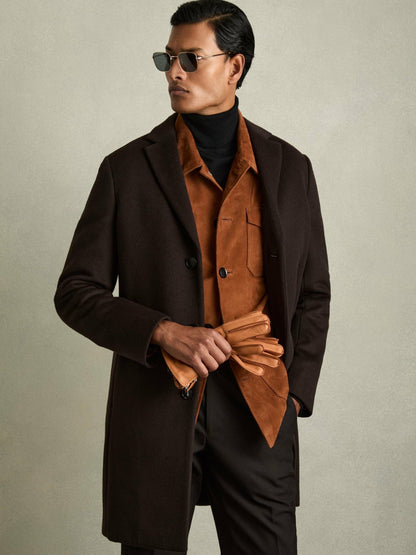 Reiss Value - Leather Zip-Side Gloves in Tan