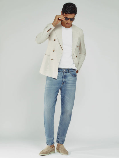 Reiss Popular Choice - Relaxed-Fit Cropped Jeans in Light Blue Wash