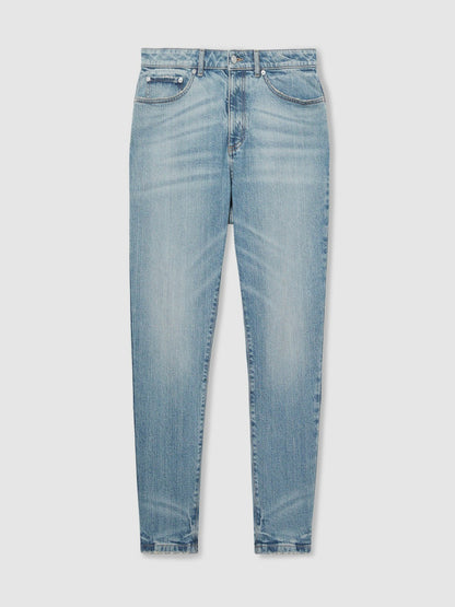 Reiss Popular Choice - Relaxed-Fit Cropped Jeans in Light Blue Wash