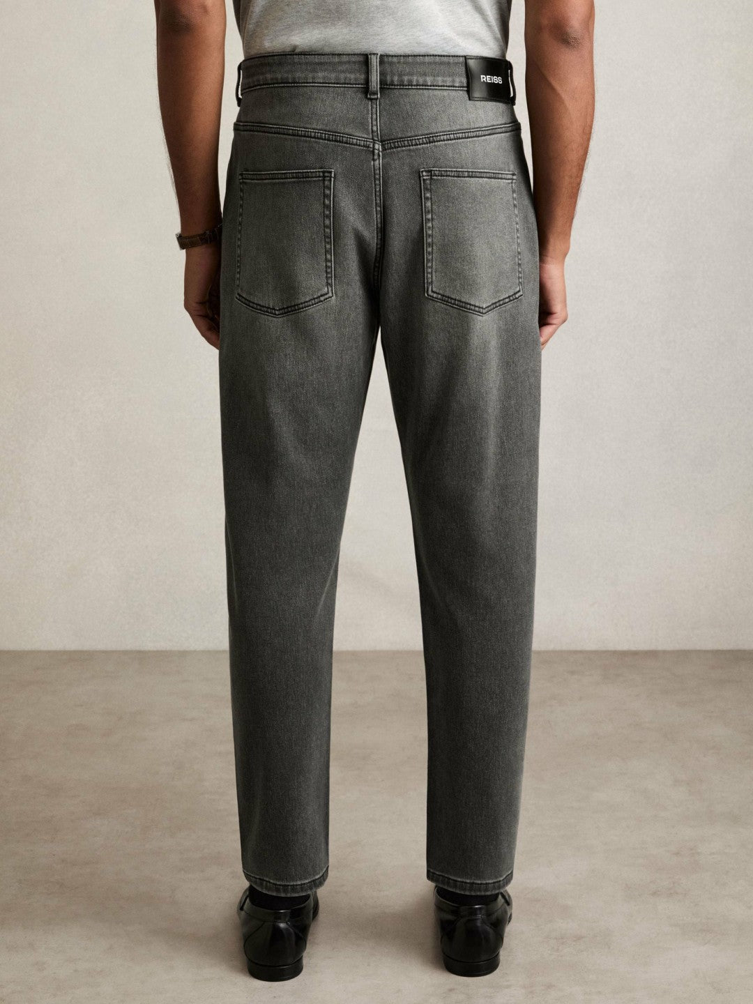 Reiss Offer - Relaxed-Fit Cropped Jeans in Washed Black