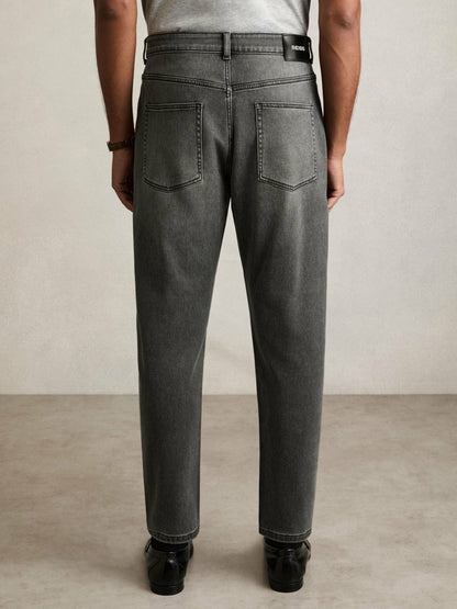 Reiss Offer - Relaxed-Fit Cropped Jeans in Washed Black
