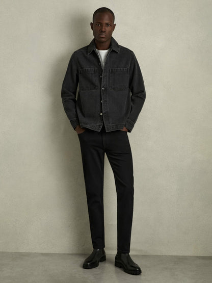Reiss Affordable - Cotton-Stretch Slim-Fit Jeans in Stay Black