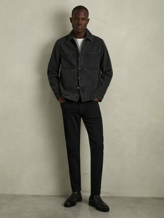 Reiss Affordable - Cotton-Stretch Slim-Fit Jeans in Stay Black