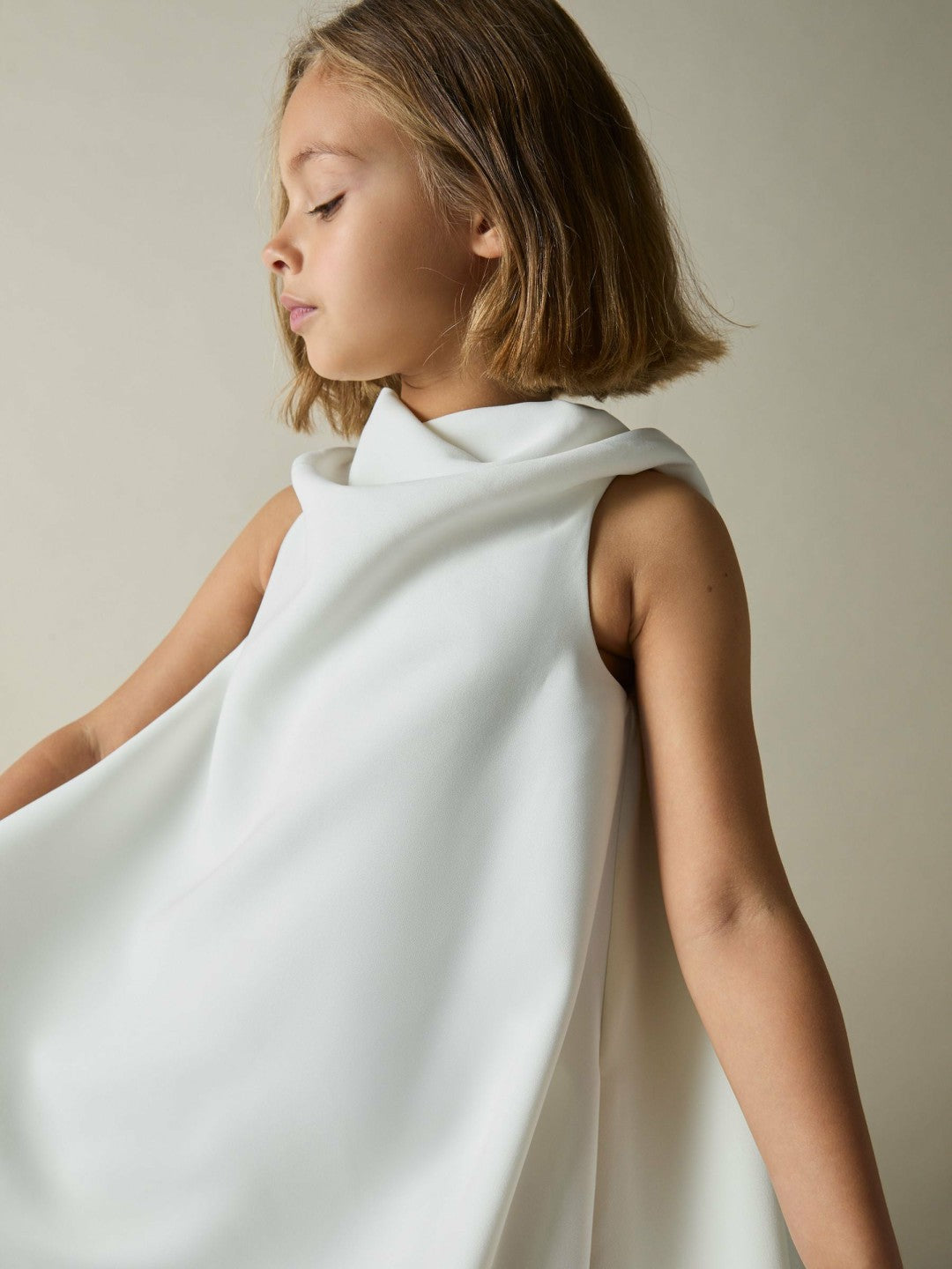 Reiss Savings - 13-14 yrs High-Neck Drape Back Dress in Ivory