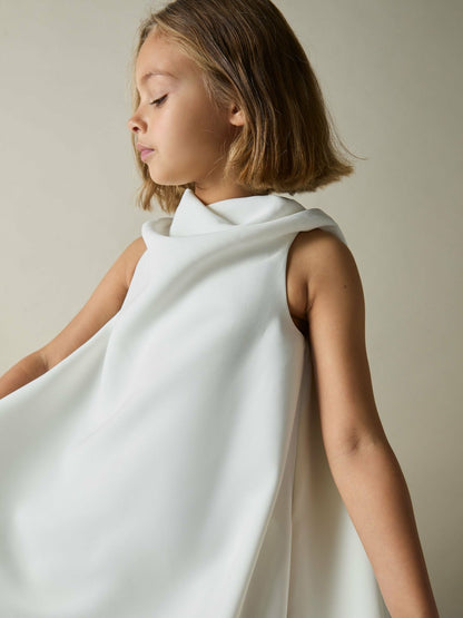 Reiss Savings - 13-14 yrs High-Neck Drape Back Dress in Ivory