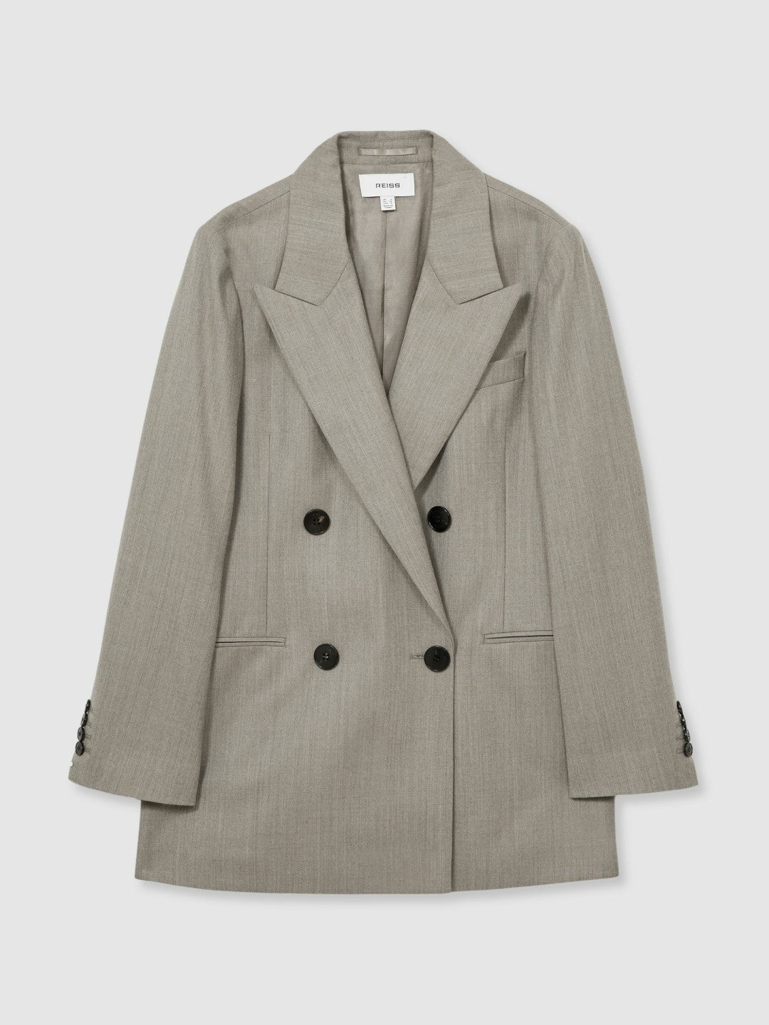Reiss Featured - Wool Oversized Double-Breasted Blazer in Grey