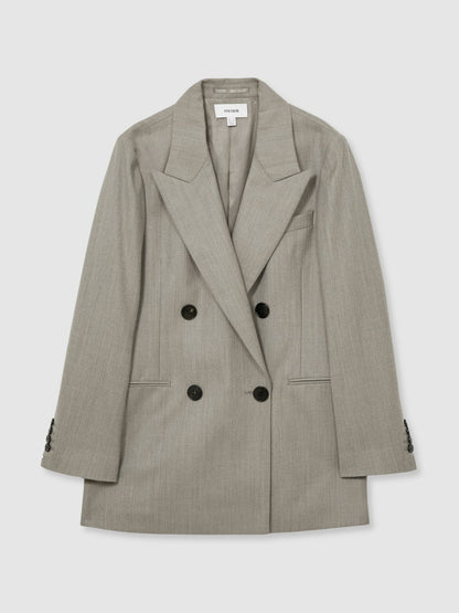 Reiss Featured - Wool Oversized Double-Breasted Blazer in Grey