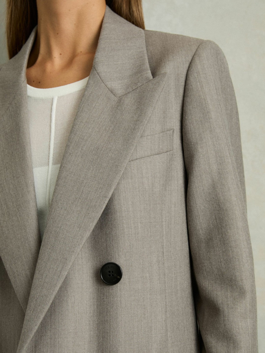 Reiss Featured - Wool Oversized Double-Breasted Blazer in Grey
