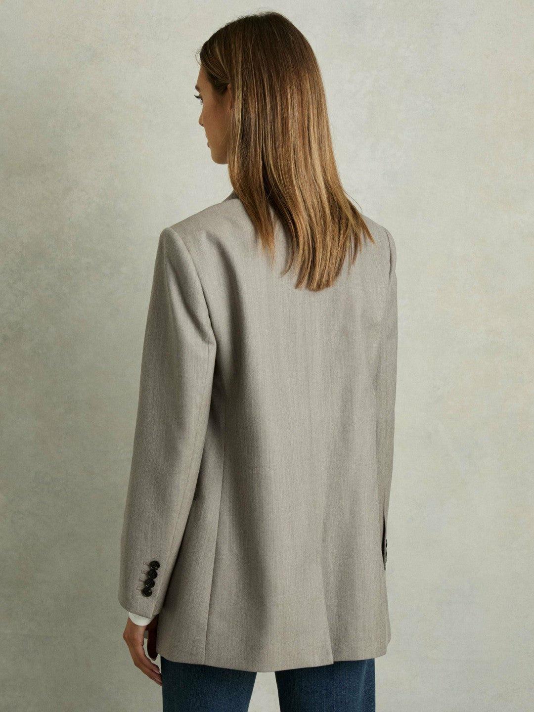 Reiss Featured - Wool Oversized Double-Breasted Blazer in Grey