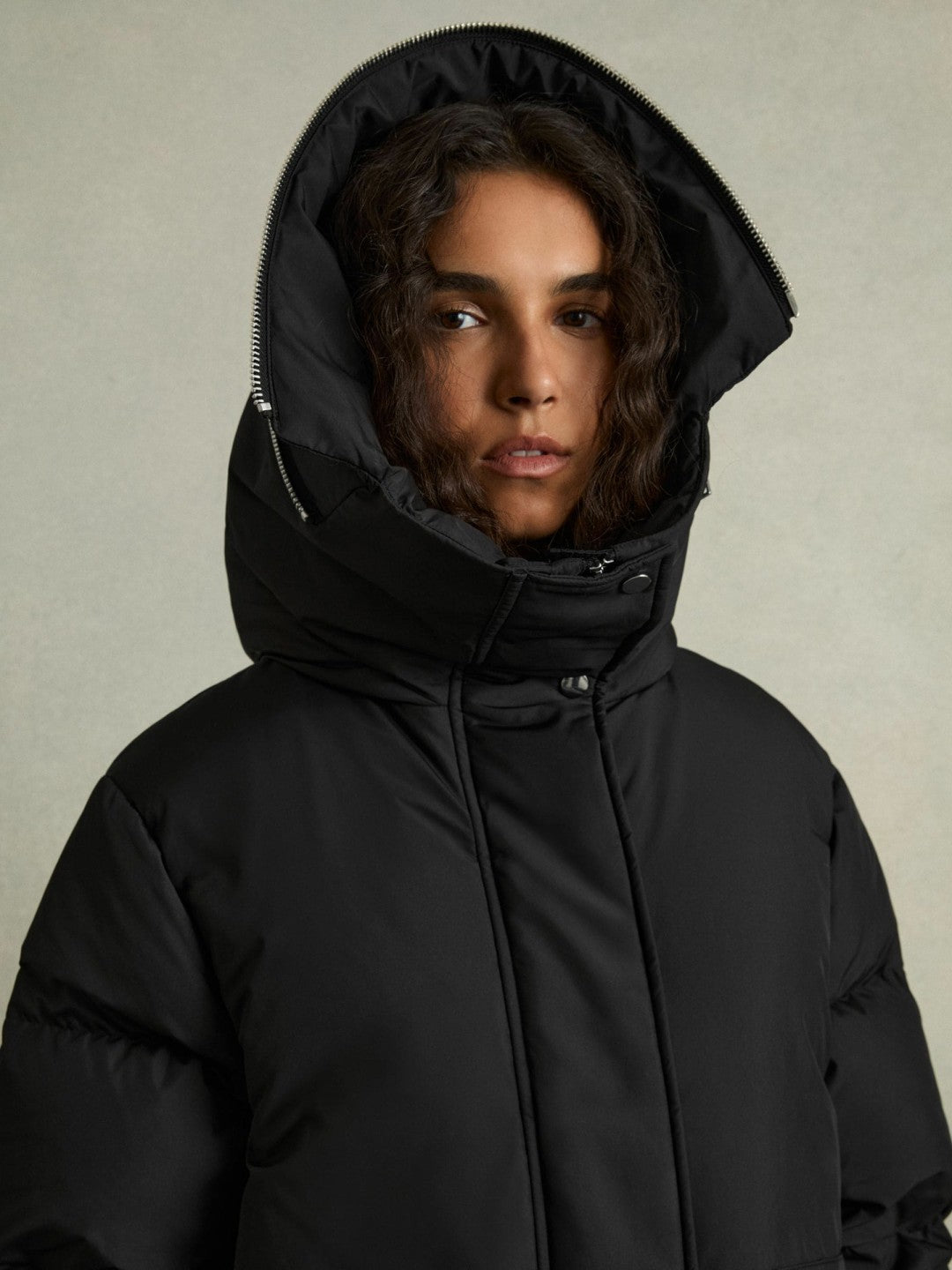 Reiss Offer - Petite Concealed-Hood Puffer Coat in Black