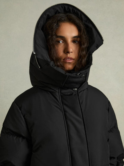 Reiss Offer - Petite Concealed-Hood Puffer Coat in Black
