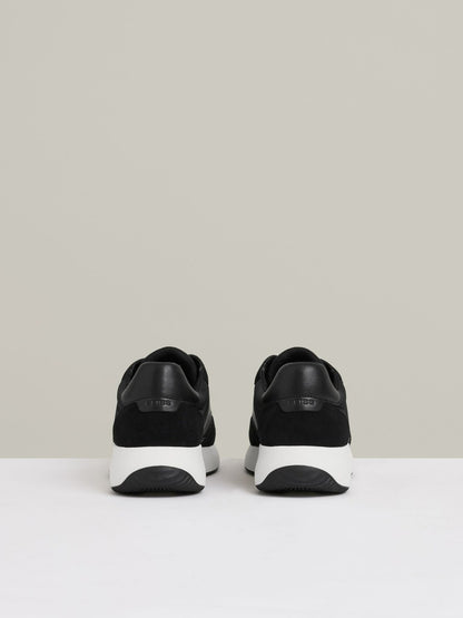 Reiss Deal - Leather Suede Running Trainers in Black/White