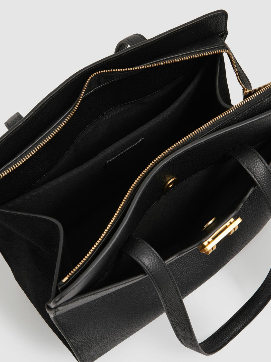 Reiss Sale - Grained Leather Tote Bag in Black