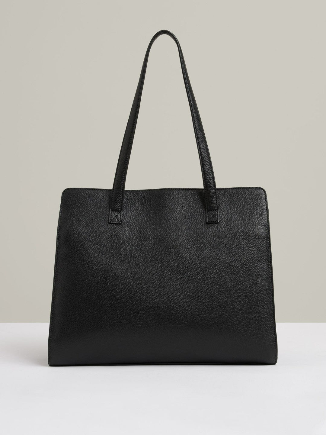 Reiss Sale - Grained Leather Tote Bag in Black