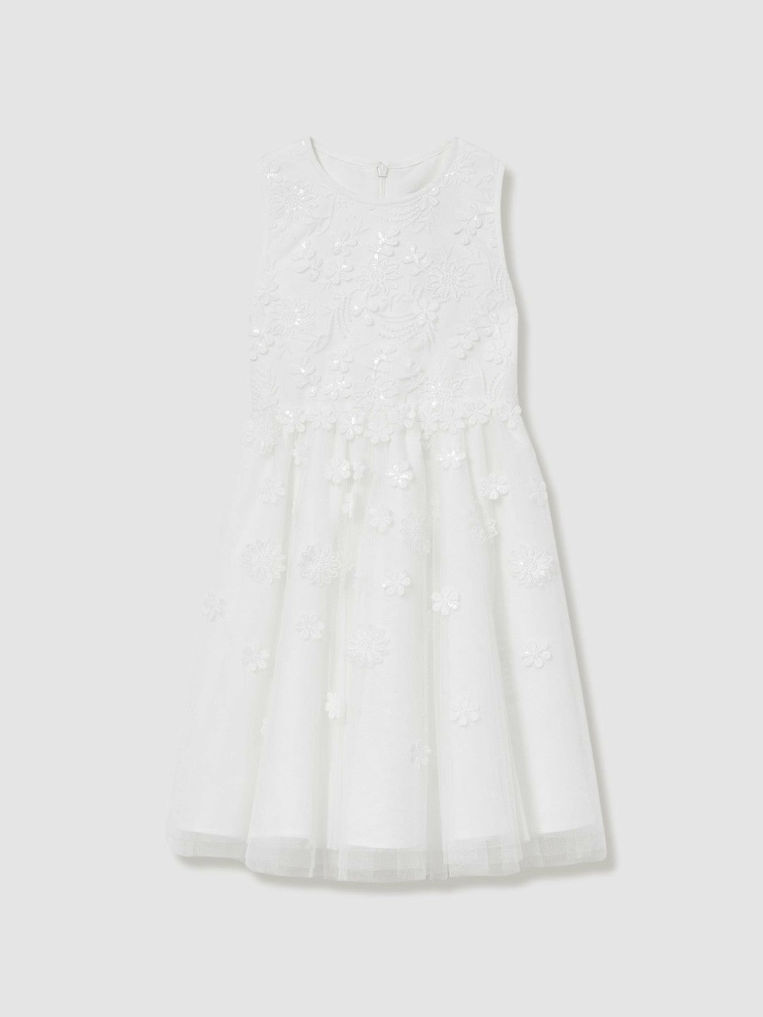 Reiss Affordable - 4-9 yrs Tulle Floral-Embroidered Bridesmaid Dress in Ivory