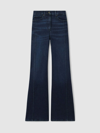 Reiss Petite Stretch-Cotton Wide-Leg Jeans in Dark Blue