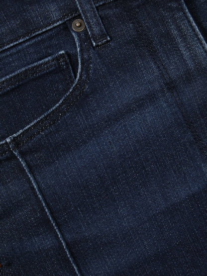 Reiss Petite Stretch-Cotton Wide-Leg Jeans in Dark Blue