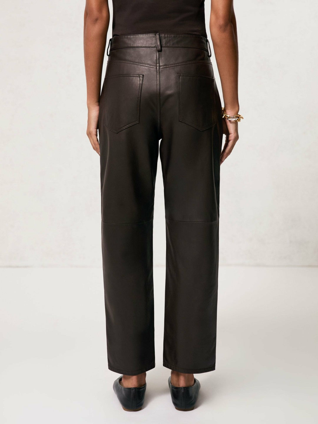 Reiss Best Seller - Leather Slim-Leg Trousers in Chocolate