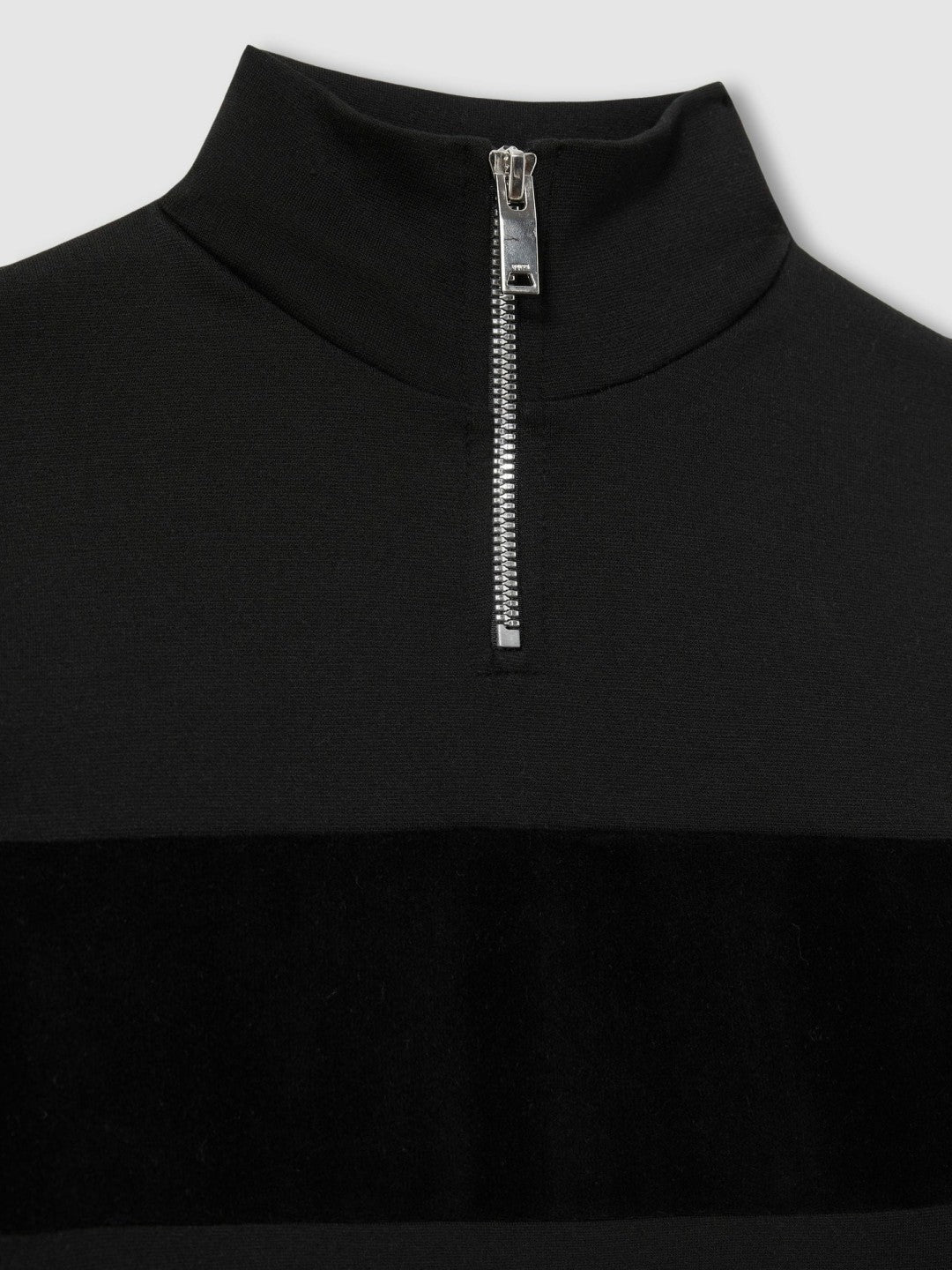 Reiss 3-9 yrs Slim Fit Half-Zip Funnel Neck Velour Sweatshirt in Black