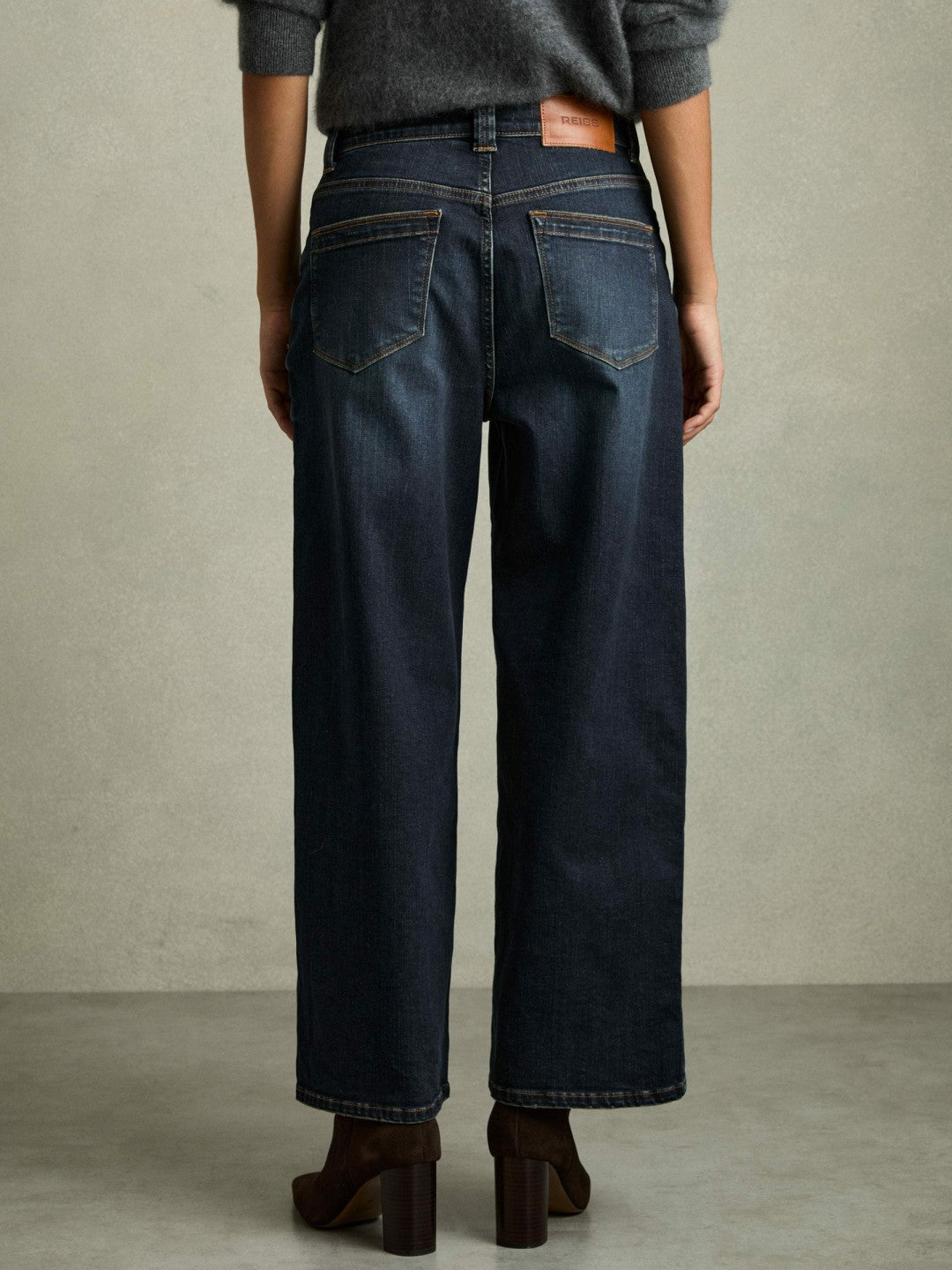 Reiss Petite Denim Culotte Jeans in Dark Blue