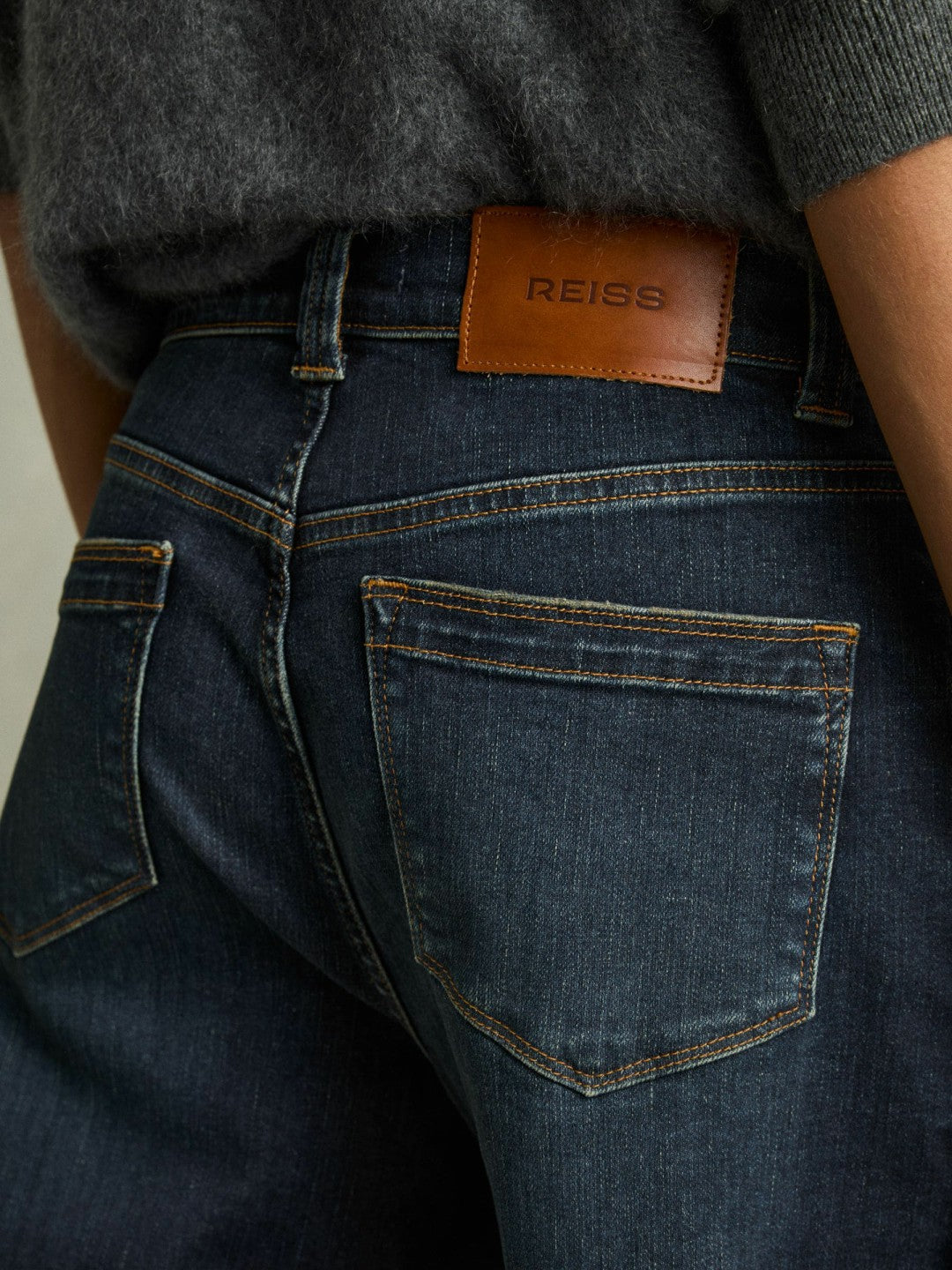 Reiss Petite Denim Culotte Jeans in Dark Blue