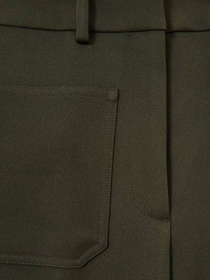 Reiss Twill Patch-Pocket Flared Trousers in Green