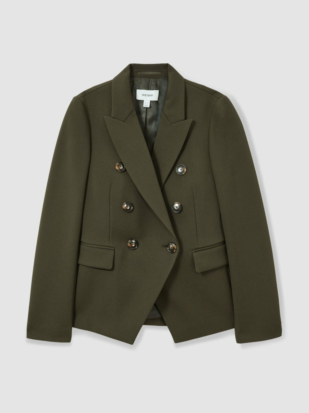 Reiss Savings - Twill Double-Breasted Blazer in Green