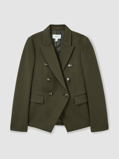 Reiss Savings - Twill Double-Breasted Blazer in Green